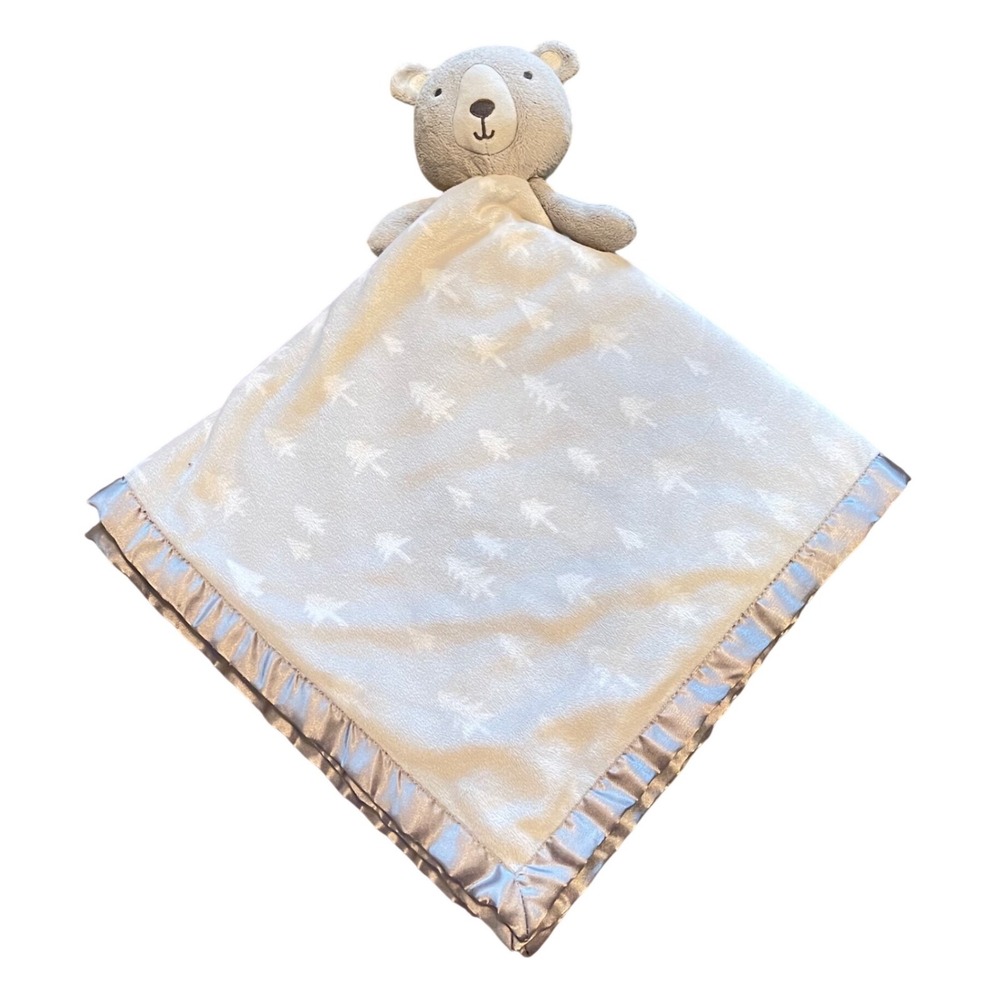 Cloud Island Bear Lovey Security Blanket Trees Plush Large Gray Target 28"X28"